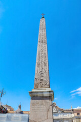 Fototapeta premium The Flaminio Obelisk is one of the thirteen ancient obelisks in Rome, Italy. It is located in the Piazza del Popolo. Italy