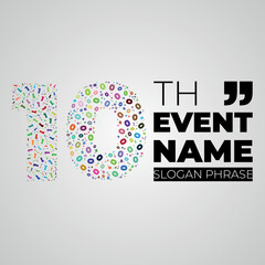 Tenth annual event or summit title starting with a number of order made with random tine numbers - 10th - made with Monsterrat font