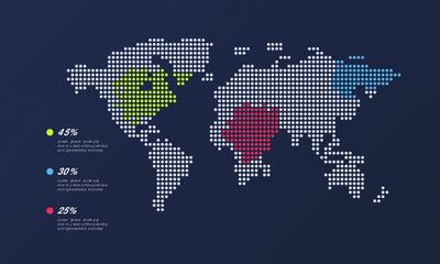 modern dot world map global infographic vector template. Diagram template and chart graph, graphic information visualization illustration