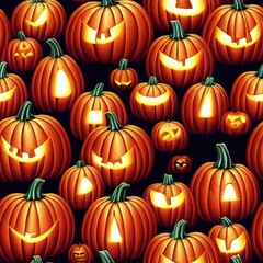 Fototapeta premium seamless tillable repetitive Halloween Pumpkin pattern wallpaper 3D illustration