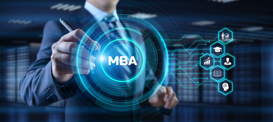 Fototapeta premium MBA Master of business administration education learning concept on screen.