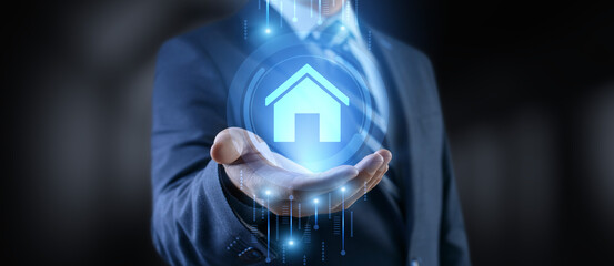 Smart home IOT apartment control application on virtual screen.