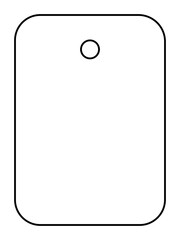 Ggift card, price tag. White shape with black stroke. Isolated png illustration, transparent background. Asset for advertisement, montage, collage, template. Christmas, birthday, love concept.