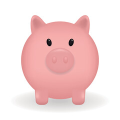 3d piggy bank isolated on white background. Full face. Vector