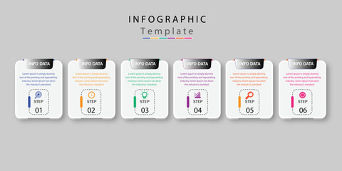 Naklejka na ściany i meble Professional template infographic with 6 steps