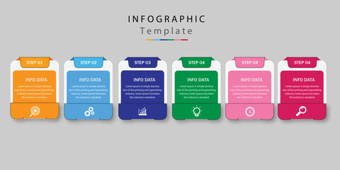 Professional template infographic with 6 steps