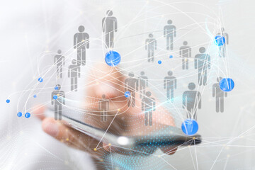 Neural network 3D illustration. Big data and cybersecurity