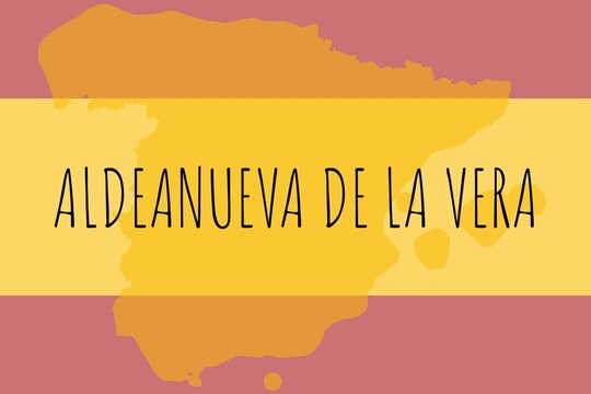 Aldeanueva de la Vera: Illustration mit dem Namen der spanischen Stadt Aldeanueva de la Vera