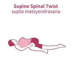 supine spinal twist 요가 동작 일러스트