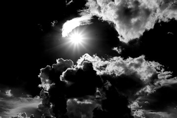 The texture of the sky in black and white. A dramatic picture