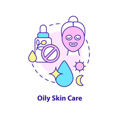 Oily skin care concept icon. Beauty tips. Everyday routine procedures abstract idea thin line illustration. Isolated outline drawing