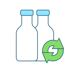 Reusable bottles RGB color icon. Reduce plastic consumption. Zero waste. Beverages storage. Isolated raster illustration. Simple filled line drawing