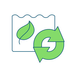 Waste recycling RGB color icon. Reprocess material. Zero waste. Reduce waste consumption. Prevent pollution. Isolated raster illustration. Simple filled line drawing