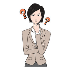 考える日本人ビジネスウーマン