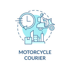 Motorcycle courier turquoise concept icon. Transport for delivery business abstract idea thin line illustration. Isolated outline drawing