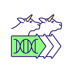 Improving cattle genetics RGB color icon. Selecting breeding stock. Changes in livestock breeding. Isolated raster illustration. Simple filled line drawing