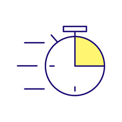 Improving speed RGB color icon. Time management. Productivity measurement. Stopwatch clock. Isolated raster illustration. Simple filled line drawing