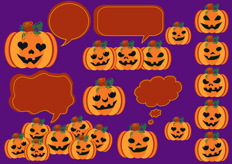 Pumpkin design elements cartoons. Halloween background vector. Cute and kawaii Scary Pumpkin seamless pattern with a halloween theme.