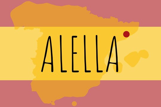 Alella: Illustration mit dem Namen der spanischen Stadt Alella