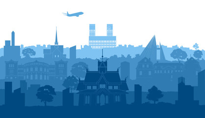 Norway famous landmarks by silhouette style,vector illustration