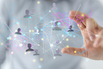 Neural network concept. Connected cells with links.