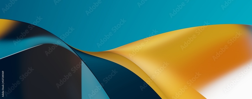 Poster blue wave abstract background 3d rendering flat design style