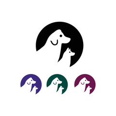 Circle dog vector animal logo design 