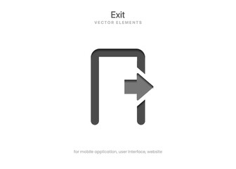 Emergency fire exit door icon. Black white exit icon. Arrow symbol. Logout icon, Sign out symbol for website, mobile app, UI UX. Vector illustration. EPS 10.