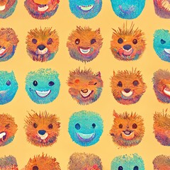 Naklejka premium seamless tillable repetitive colored abstract kids' pattern wallpaper 3D illustration