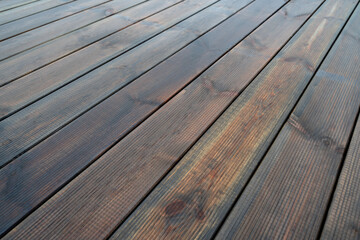 Fototapeta premium Background with brown wet wood decking