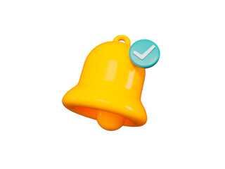 Notification bell icon isolated 3d render illustration