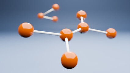 Obraz premium 3D molecules model structure, render illustration, conceptual background for research, science, chemistry or medicine, molecular biology technology