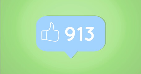 Image of 913 likes on green background