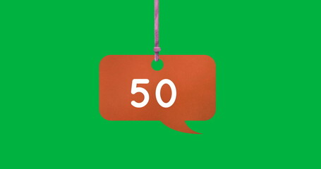 Image of 50 messages over green background