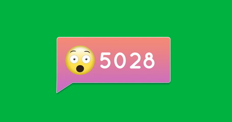 Fototapeta na wymiar Image of 5028 messages and emoticons on green background