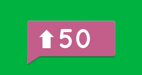 Image of 50 and arrow on green background