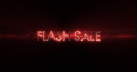 Image of red neon flash sale on black background