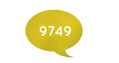 Image of 9749 messages on yellow bubble on white background