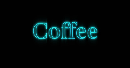 Image of neon coffee on black background