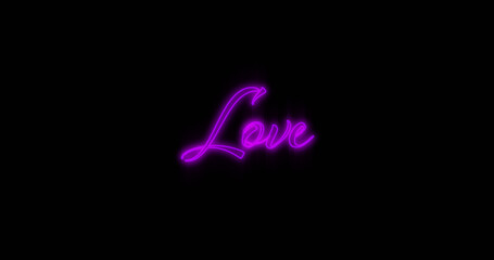 Image of neon love on black background