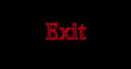 Image of neon exit on black background