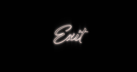 Image of neon exit on black background