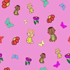 pattern children's drawing for children's textiles