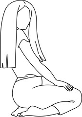 Line woman sitting vector illustration.