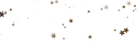 Banner with golden decoration. Festive border with falling glitter dust and stars.
