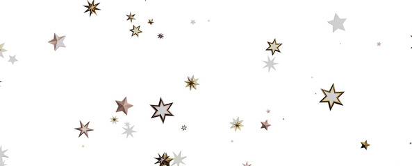 Beautiful gold falling magic stars on white background sparkle pattern graphic design. Party starburst flying backdrop.