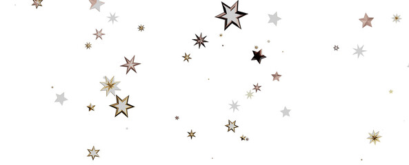 Beautiful gold falling magic stars on white background sparkle pattern graphic design. Party starburst flying backdrop.