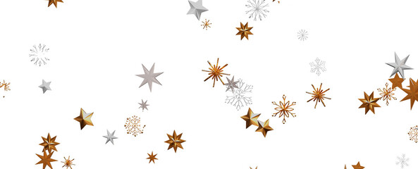 A gray whirlwind of golden snowflakes and stars. New