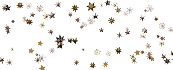 A gray whirlwind of golden snowflakes and stars. New