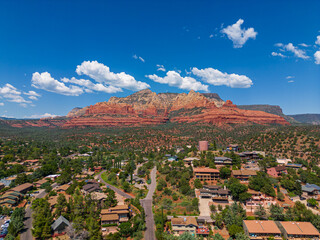 Wide aerial view of Sedona, Arizona